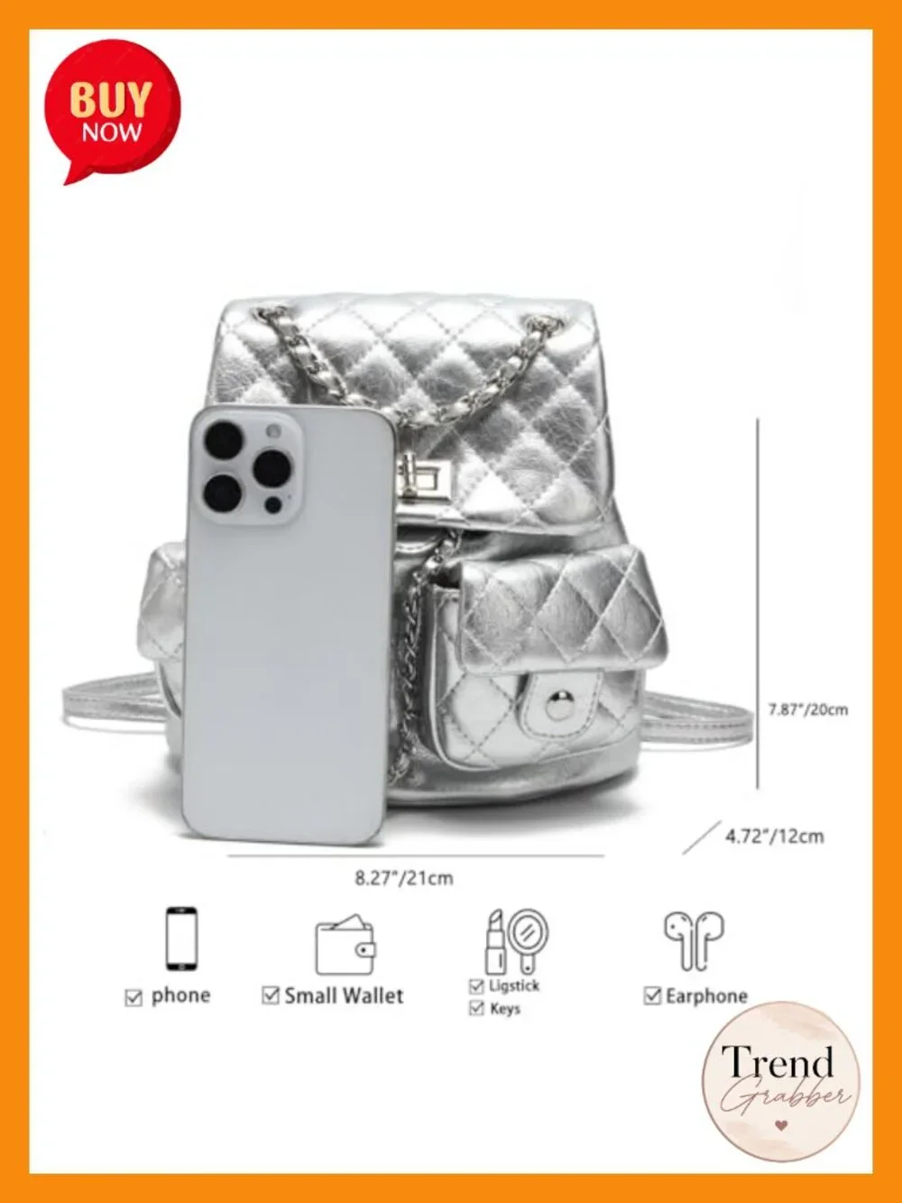 Quilted Mini Backpack Purse for Women, Small Faux Leather Backpack with Chain